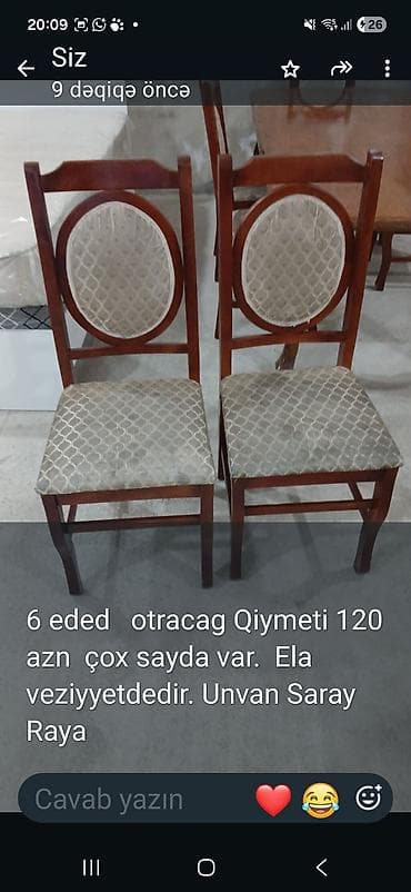 Ağ-qəhvəyi parçalı, taxta karkaslı yemək otağı stulları. - Dairəvi bel