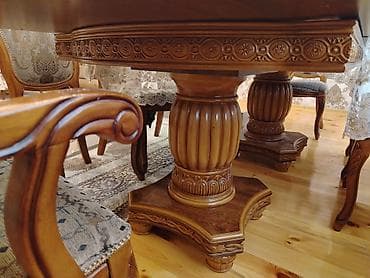 qabag stol: Qonaq otağı üçün, Açılmayan, Oval masa, 8 stul — 5