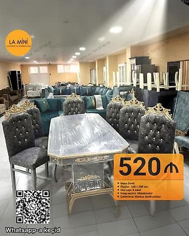 Dördbucaq masa, 6 stul