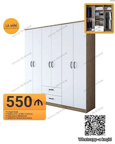 6 qapılı dolab – La Mini - Ölçülər: D 47 × H 200 × U 240 sm - Rəng