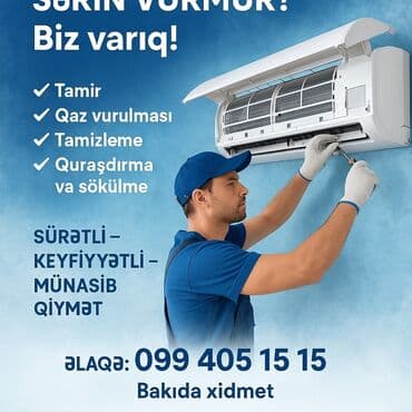 kondisaner ustası: Təmir, Split kondisionerlər, Təmizləmə, Zəmanətlə — 1