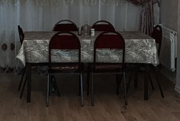 metbex mebelleri sekilleri: Qonaq otağı üçün, Yeni, Açılmayan, Dördbucaq masa, 6 stul — 1