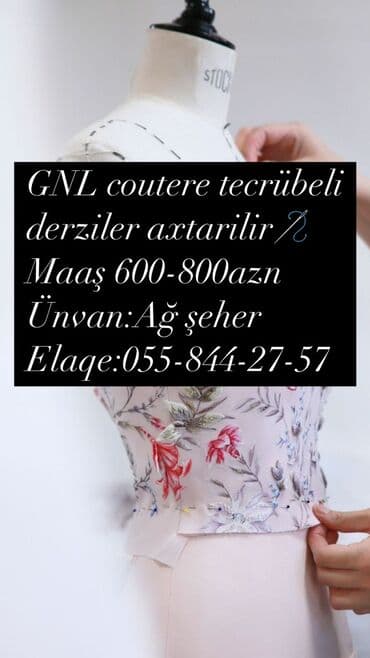 Dərzi tələb olunur, 3-5 illik təcrübə, 6/1, Aylıq ödəniş