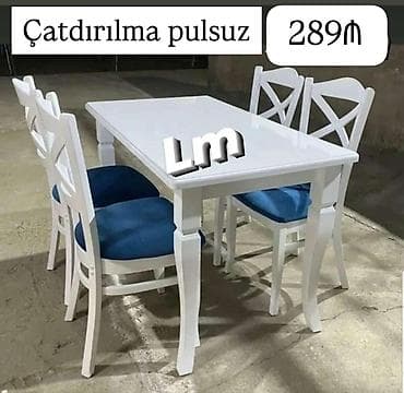 divan masasi: Mətbəx üçün, Dördbucaq masa, 4 stul — 1