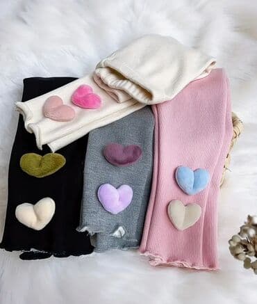 4 ədəd qız uşağı üçün isti trikotaj leggins dəsti. Krem, boz, qara və