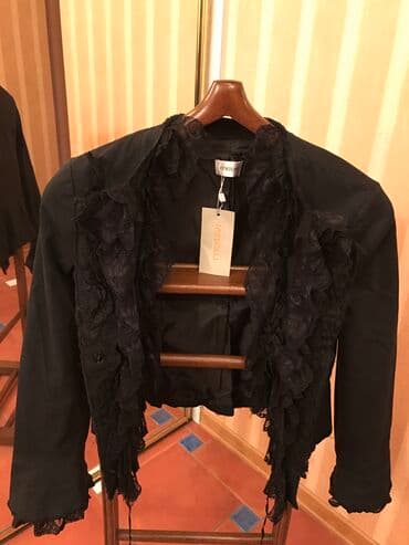 qara cins pencekler: Пиджак спорт /классика джинс/кружева франция черный увет на заклепках — 4