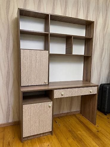 ofis dolab: Düz masa, Stulsuz, Polkalı, Siyirməli, MDF — 4