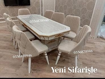 Qonaq otağı üçün, Yeni, Açılmayan, Kvadrat masa, 6 stul