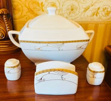 Mətbəx aksesuarları: Nahar dəsti, rəng - Ağ, Farfor — 7