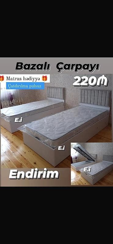 tek matras: Bazalı çarpayı – endirimli - Qiymət: 220₼ - Matras hədiyyə - — 1