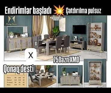 stullar ev ucun: Qonaq otağı mebel dəsti – “Qonaq Desti” • Rəng: boz-qızılı — 1