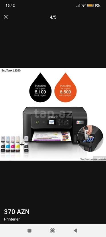 printer alisi: Epson EcoTank L3260 İki il öncə alınıb bütün aksesuarları üzərindədir — 5