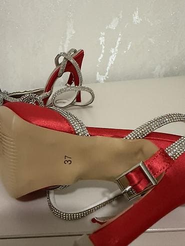 Basanoşka və səndəllər: Ölçü: 37, rəng - Qırmızı, Yeni — 4