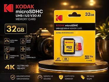 KODAK microSDHC/microSDXC yaddaş kartı dəsti - Tutum: 32 GB və 64 GB