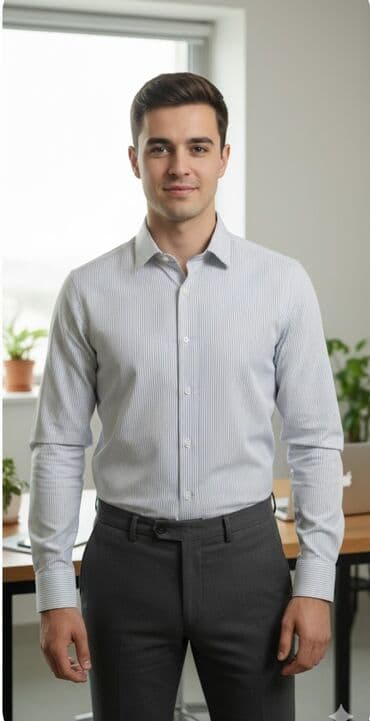 женские рубашки в полоску: Мужская рубашка, L, цвет - Белый — 6