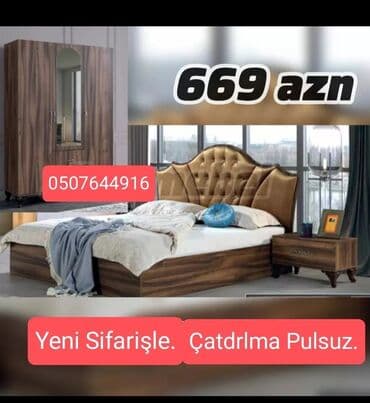 tek neferlik yataq bazali: İkinəfərlik çarpayı, Termo, Dolab, 2 tumba, Azərbaycan, Yeni — 6