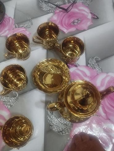 sultan tekstil: Çay dəsti, rəng - Qızılı, Keramika — 1