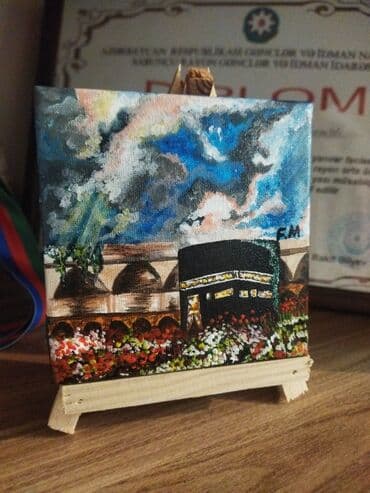 проигрыватель пластинок баку: Əsər : "Məkkə" Müəllif : Fidan Mahmudova Material : mini kətan — 2