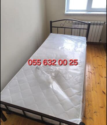 dəmir carpayı: Yeni, Təknəfərlik çarpayı, Bazasız, Matras ilə, Siyirməsiz, Azərbaycan — 5