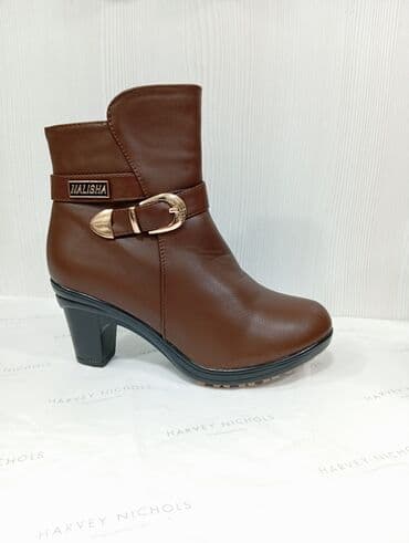 Qadın qısa çəkmə – Nalisha - Rəng: qəhvəyi - Material: yumşaq süni