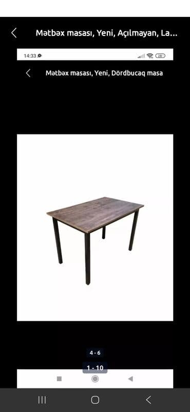 masa metbext: Mətbəx masası, Açılmayan, Laminat, Dördbucaq masa — 1