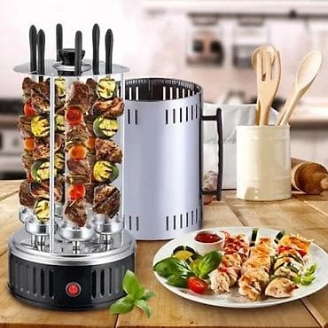Vertikal kabab aparatı, 6 şişli, Termostat ilə, Yeni