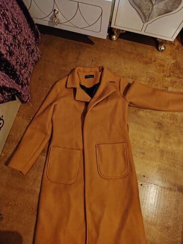 Zara Basic qadın palto - Rəng: isti karamel/konyak tonlarında - Uzun