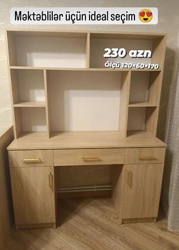 iş stolu: Düz masa, Stulsuz, Polkalı, Siyirməli, Azərbaycan, Sadə laminat — 1