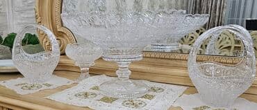 sebeke dekor: Kristal süfrə dəsti - 1 ədəd böyük ayaqlı meyvə/gül qabı: geniş — 1