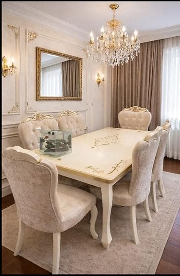 ucuz divan: Qonaq otağı üçün, Açılmayan, Dördbucaq masa, 6 stul — 1