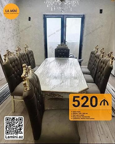Qonaq otağı üçün, Açılmayan, Dördbucaq masa, 6 stul — 1