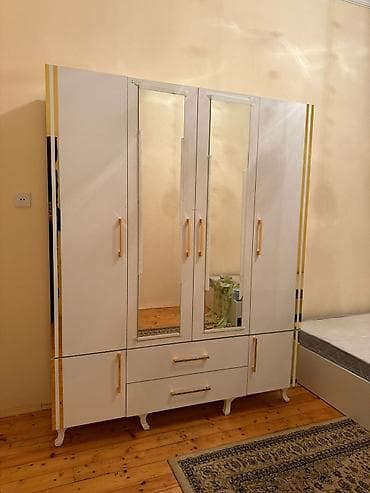 acıq dolab: Yeni, 4 qapılı, Güzgülü, Bej, Digər material, Açılan, Düz dolab — 10