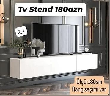 TV stend - Divara montaj olunan, minimal dizaynlı TV stend - Üç