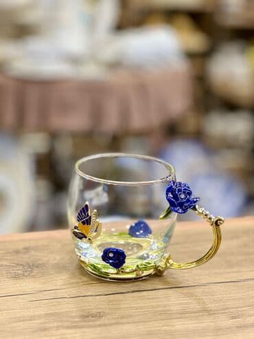 demir qab: Fincanlar, rəng - Qızılı, Şüşə, 1 əd, 250 ml, Türkiyə — 10