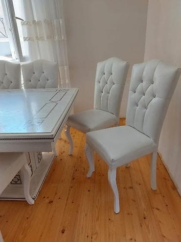 ucuz taxta satisi: Qonaq otağı üçün, Açılmayan, Dördbucaq masa, 8 stul — 3