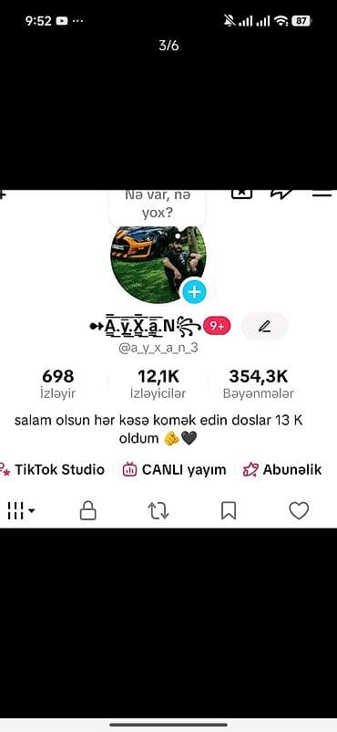 Məhsul/Xidmət: TikTok profillərinin idarə edilməsi və inkişafı