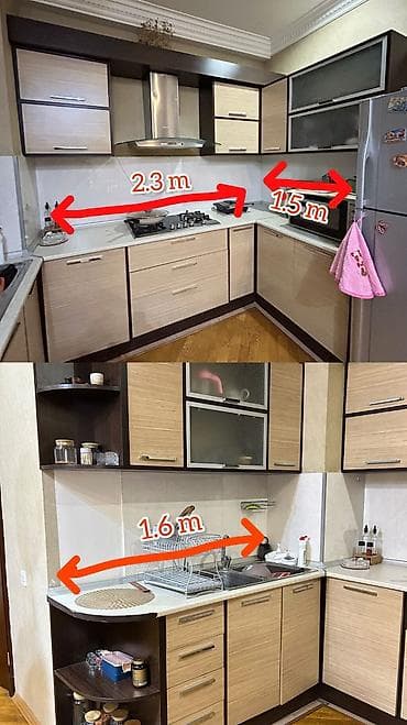 Mətbəx mebeli: Mətbəx mebeli dəsti satılır – L formalı, müasir dizayn Mebelin üstündə — 3