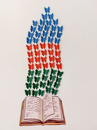 şəkillər zəfər gününə aid rəsmlər: Bayraq gülləri. Şəkilləri çevirin zəhmət olmasa. Zəfər günü tablosu — 4