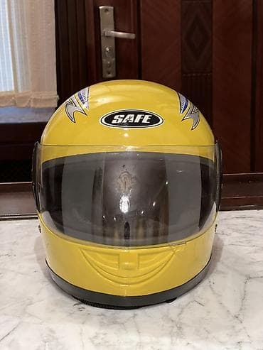 moped elektro: SAFE tam üzlü motosiklet dəbilqəsi - Rəng: parlaq sarı, üst hissədə — 2