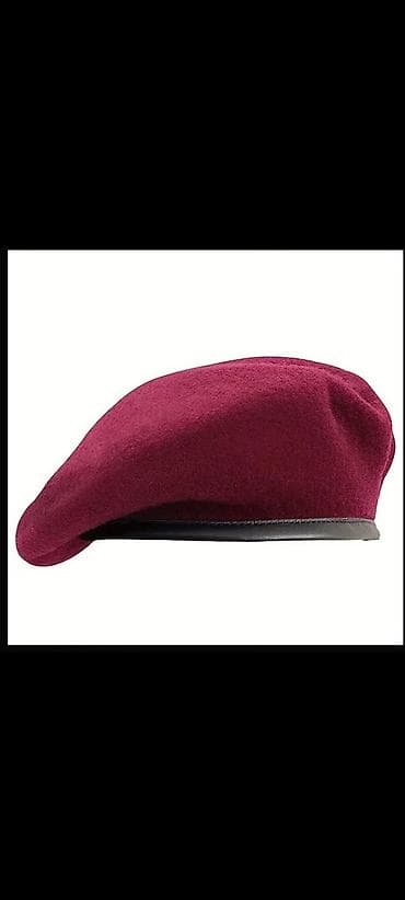 Bordo rəngli beret papaq - Klassik fransız üslubunda, yumru və yastı