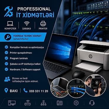 Professional İT xidmətləri – kompüter, şəbəkə və printer üzrə yerində — 1