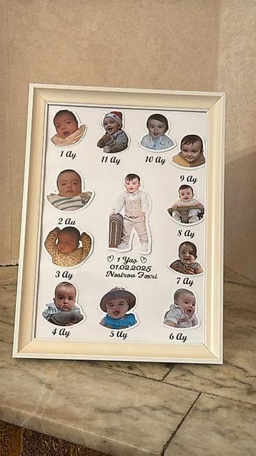 Uşaqın 1 yaşına qədər böyümə xatirələrini toplayan fərdi foto çərçivə