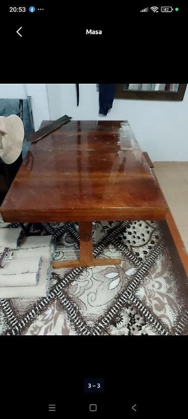 Masalar və oturacaqlar: Qonaq masası, Açılan, Taxta, Dördbucaq masa — 1