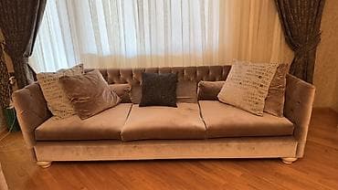 Velvet parça ilə üzlənmiş, klassik-ənənəvi üslubda 3-yerlik divan — 2