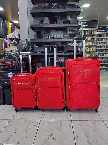 Qırmızı 3-lü çamadan dəsti – MUBI DAIBEU - Ölçülər: kiçik, orta və