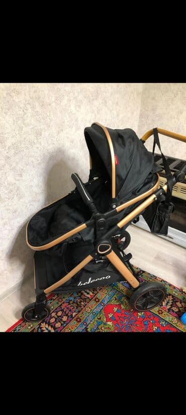 usaq gelinliyi: Bələcoo uşaq arabası – qara rəng, qızılı/şampan tonlu alüminium şassi — 1