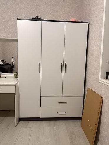 dolab ucuz: Ağ rəngli 3 qapılı paltar şkafı - Material: laminat/LDSP - Rəng: ağ — 1