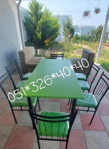 Masa və oturacaq dəstləri: Qonaq otağı üçün, Yeni, Açılan, Dördbucaq masa, 2 stul — 2