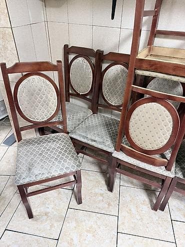 dekor agaclar: Taxta karkaslı yemək otağı/restoran stulları dəsti - Material: massiv — 2