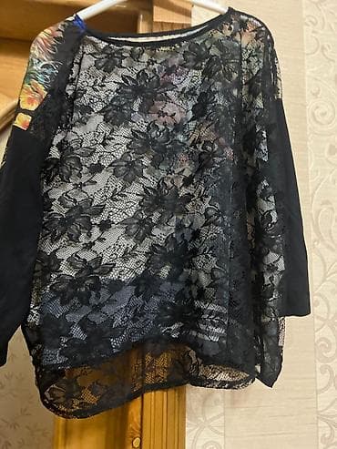 atlas şalvar: Qadın bluzası - Model: Önü çiçək və naxışlı print, arxa hissəsi tam — 3